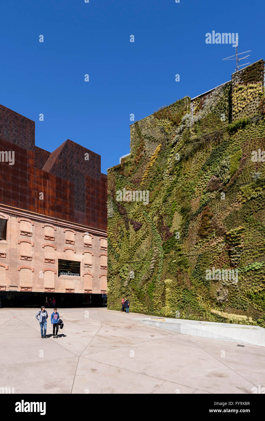 Madrid. España. CaixaForum Madrid, el jardín vertical (2008) por el botánico francés Patrick Blanc, el Paseo del Prado. Foto de stock