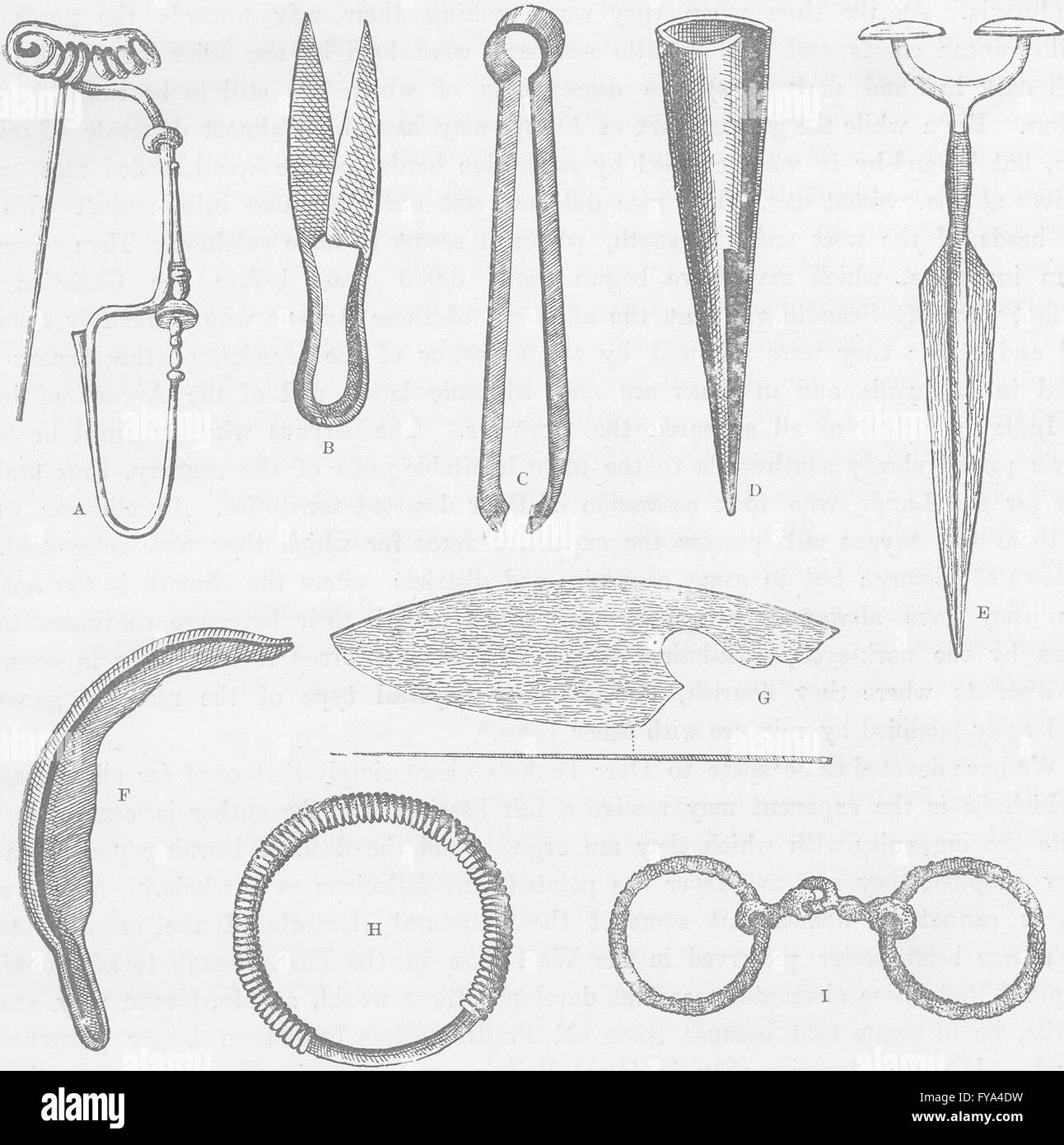 Edad del Hierro: herramientas, armas y adornos de la Primera Edad del Hierro,  la impresión vieja 1893 Fotografía de stock - Alamy