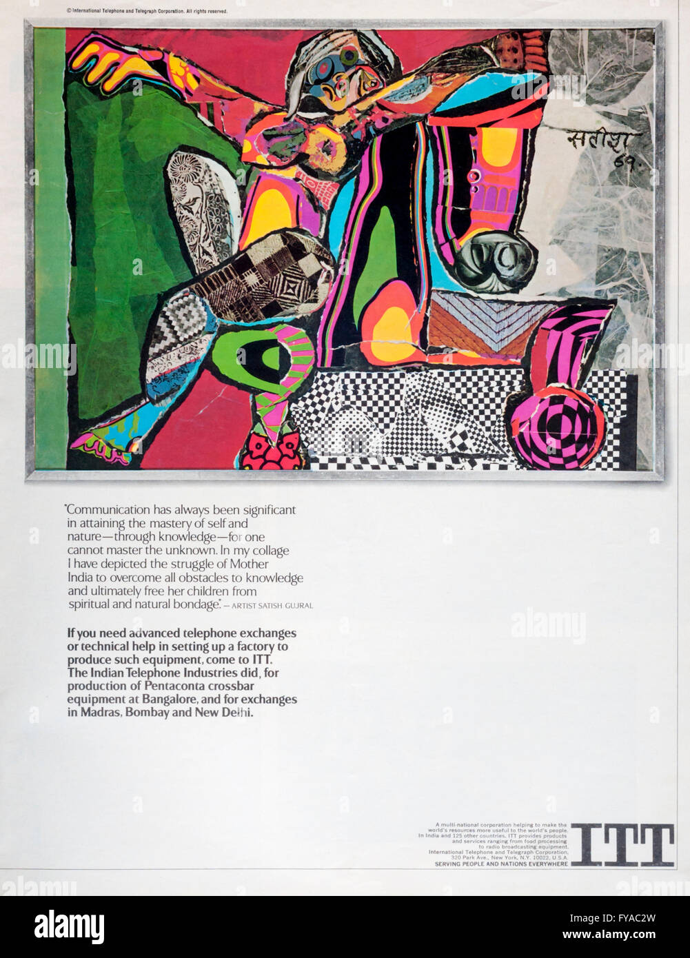 1970 Revista Publicidad publicidad ITT. Foto de stock