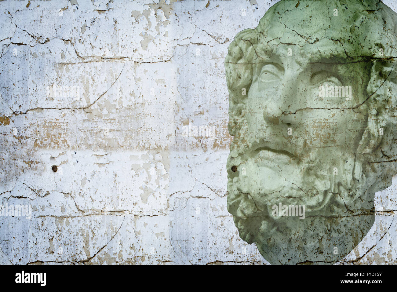 La escultura clásica griega blanco con texturas, busto de Sócrates Foto de stock