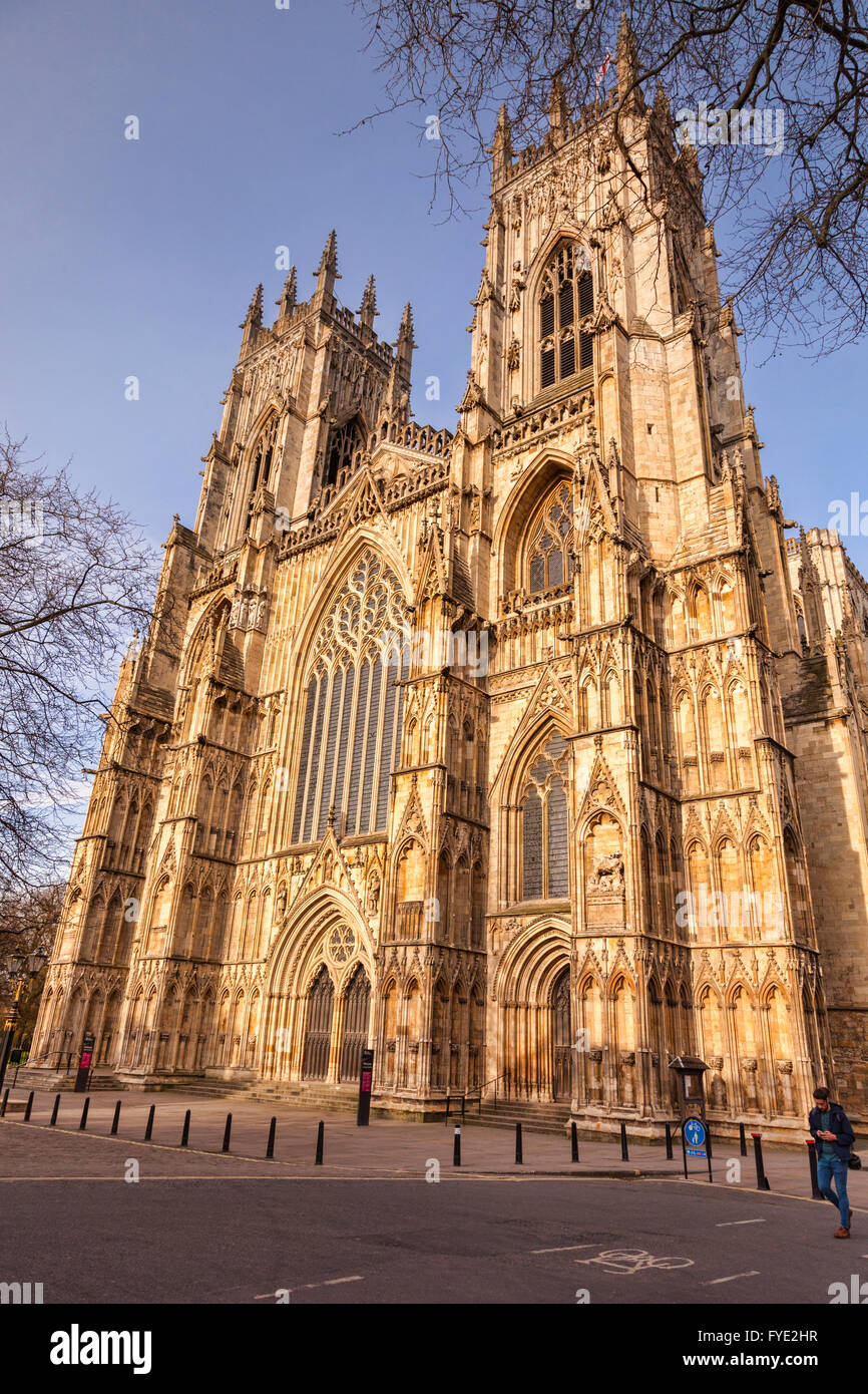 La fachada occidental de la Catedral de York, York, North Yorkshire, Inglaterra, Reino Unido. Foto de stock
