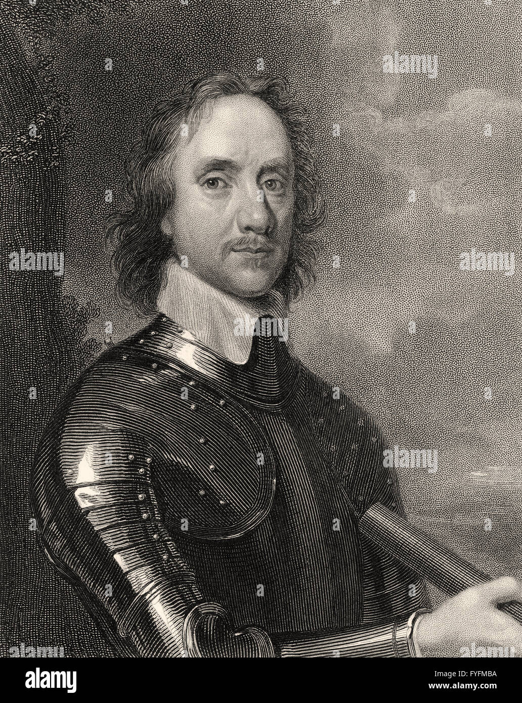 Oliver Cromwell, 1599-1658, el Señor Protector de Inglaterra, Escocia e Irlanda, comandante del ejército parlamentario Foto de stock
