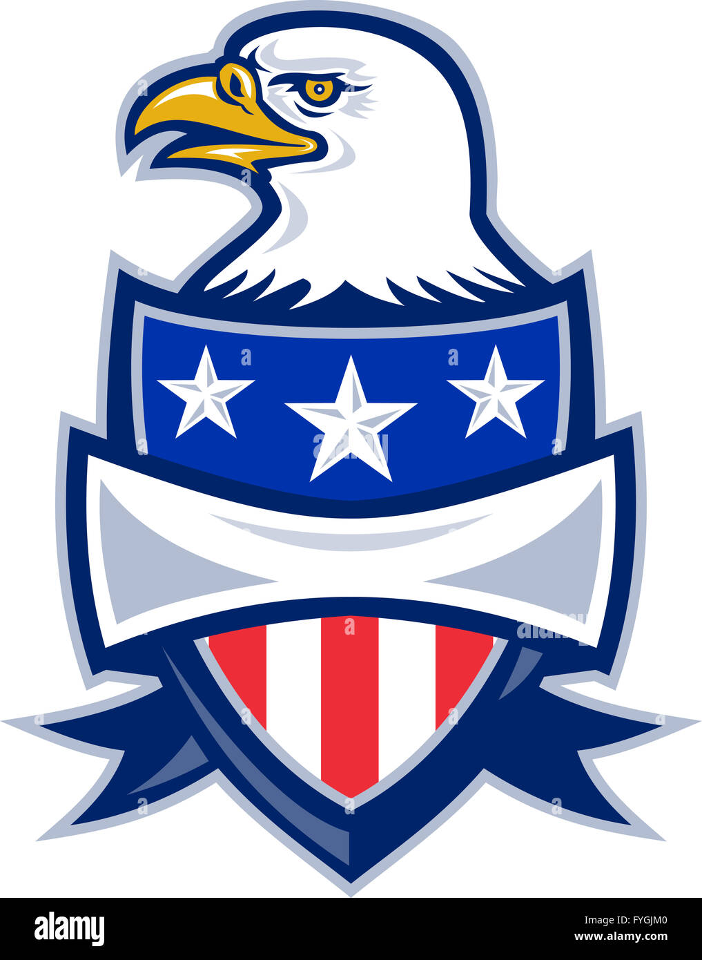 El águila calva americana con escudo Fotografía de stock - Alamy