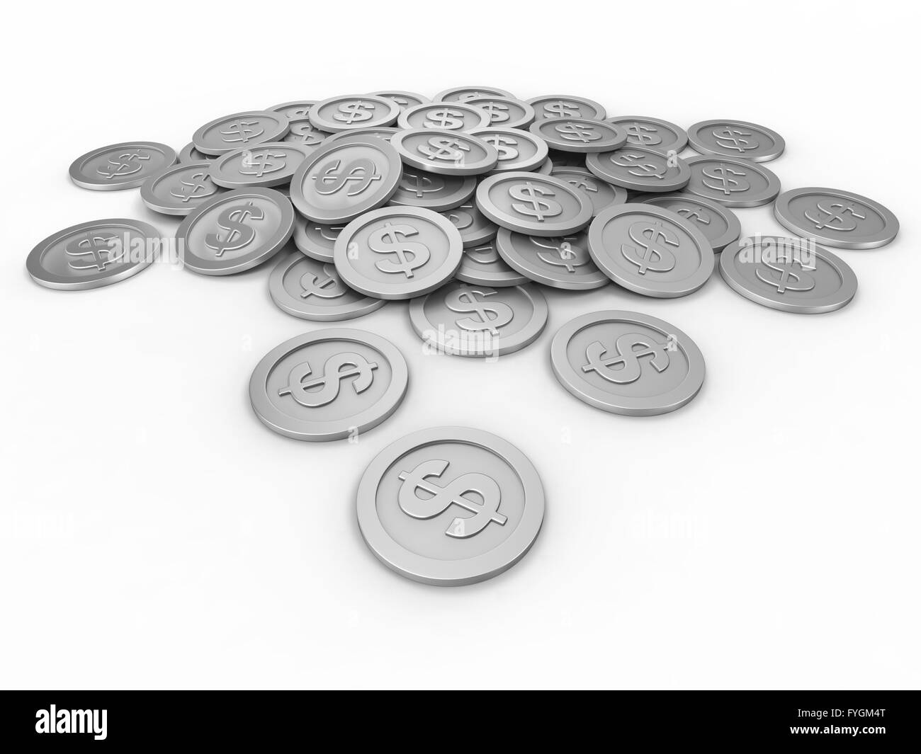 Monedas con el signo del dólar, el dinero, los negocios Foto de stock