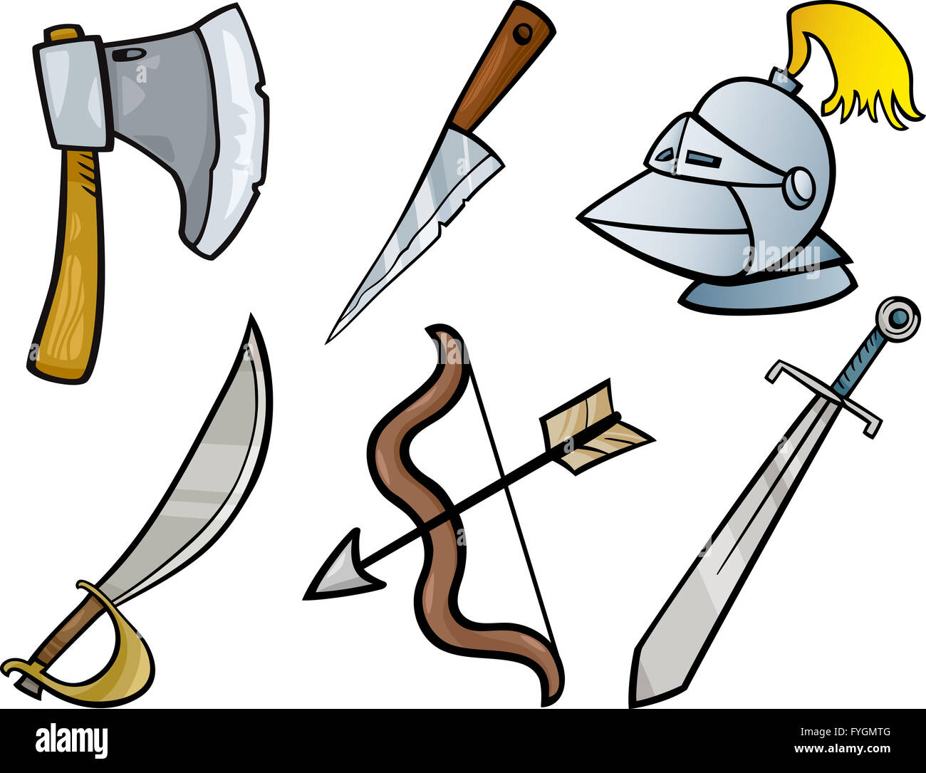 Armas antiguas objetos conjunto ilustración dibujos animados Fotografía de  stock - Alamy