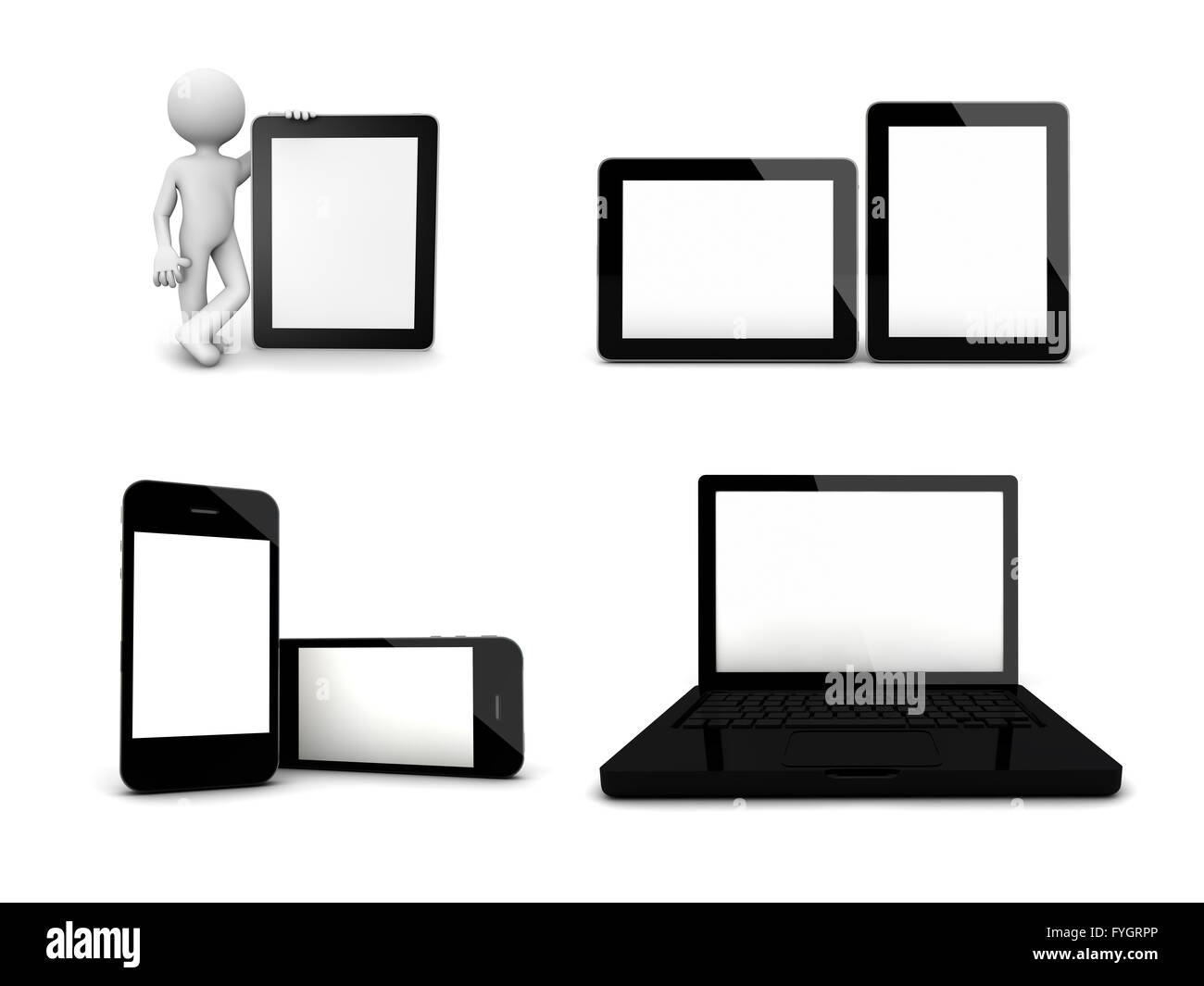 Algunos dispositivos en blanco en un collage, Boceto use Foto de stock