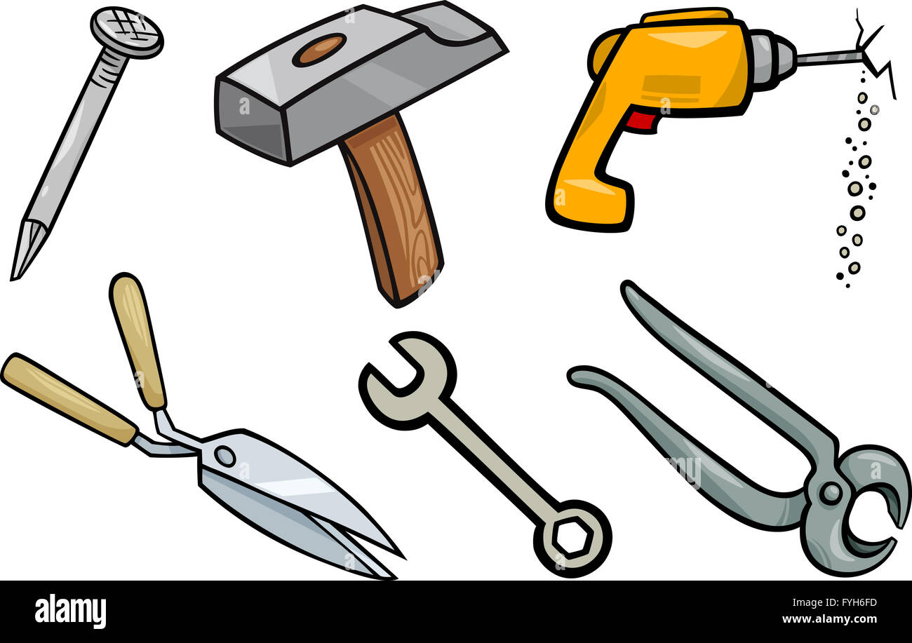 Objetos de herramientas cartoon ilustración set Fotografía de stock - Alamy