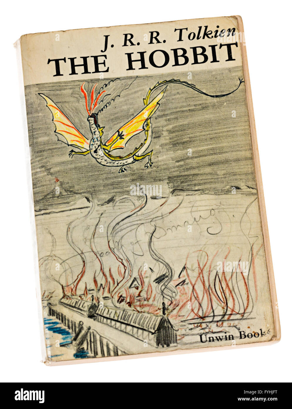 Antiguo libro de bolsillo El Hobbit de JRR Tolkein Foto de stock