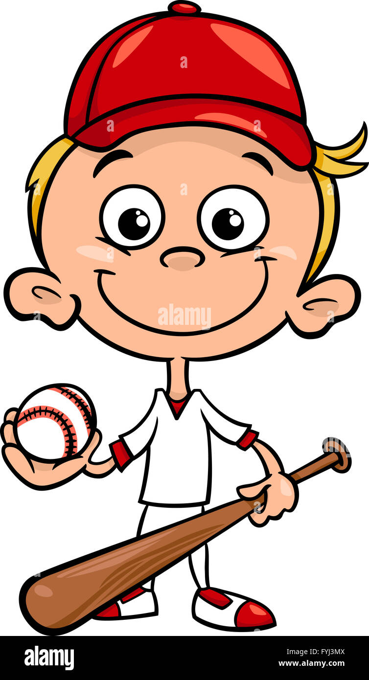Joven jugador de béisbol de cartoon ilustración Fotografía de stock Alamy