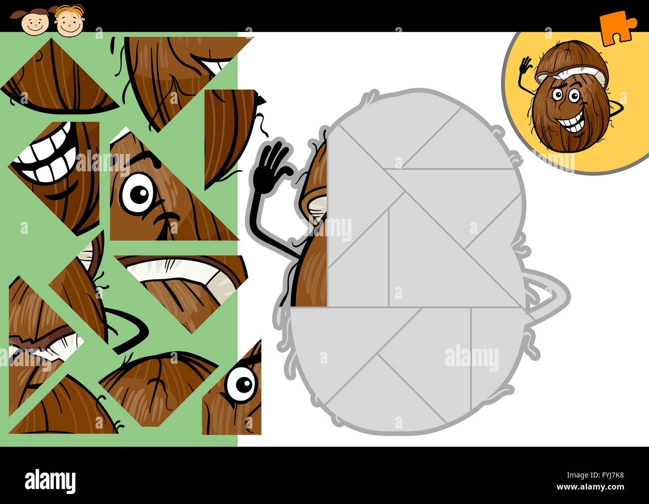 Cartoon juego puzzle rompecabezas de coco Fotografía de - Alamy