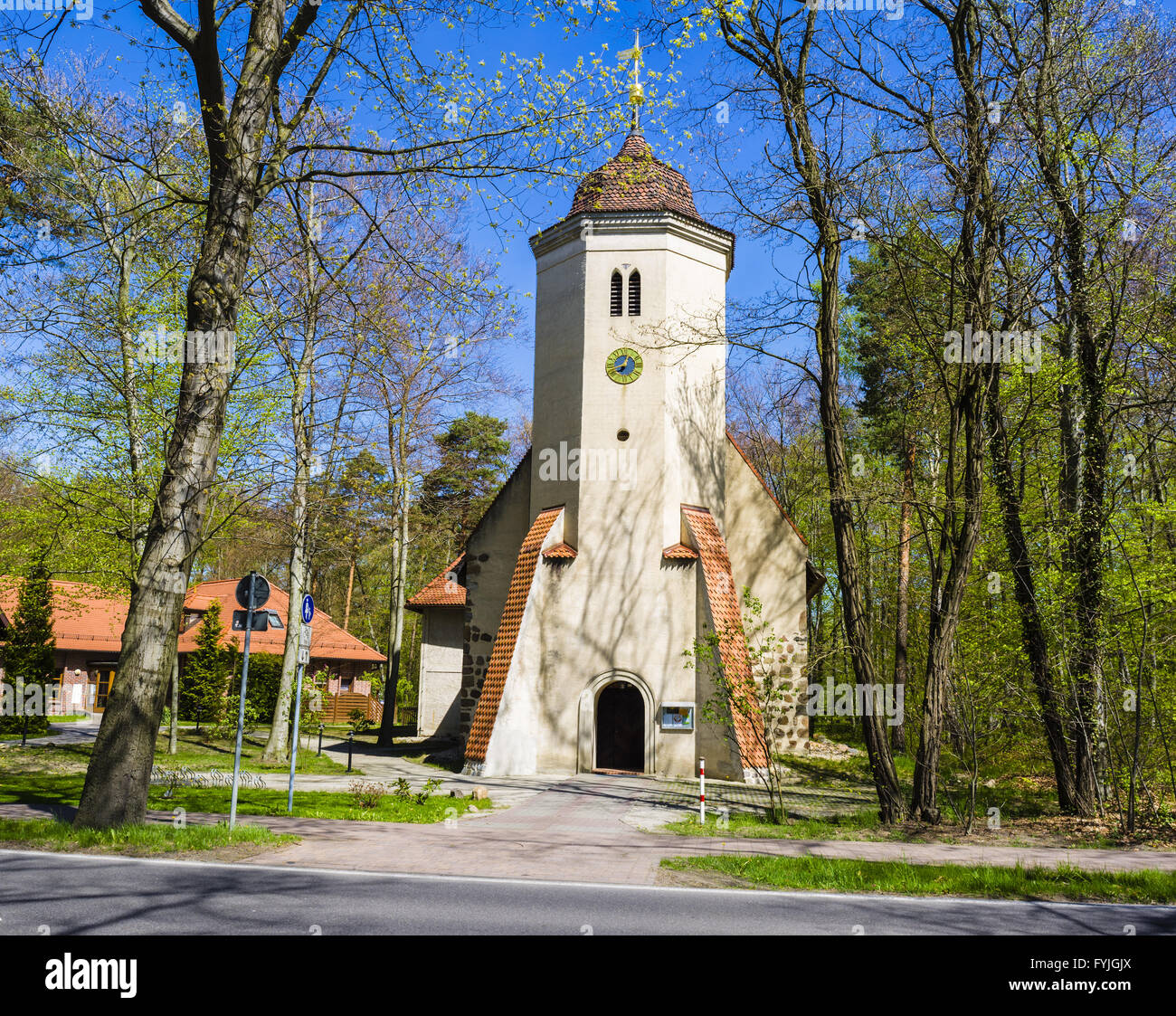 Antigua iglesia de Pritzen, reconstruido en Spremberg Foto de stock