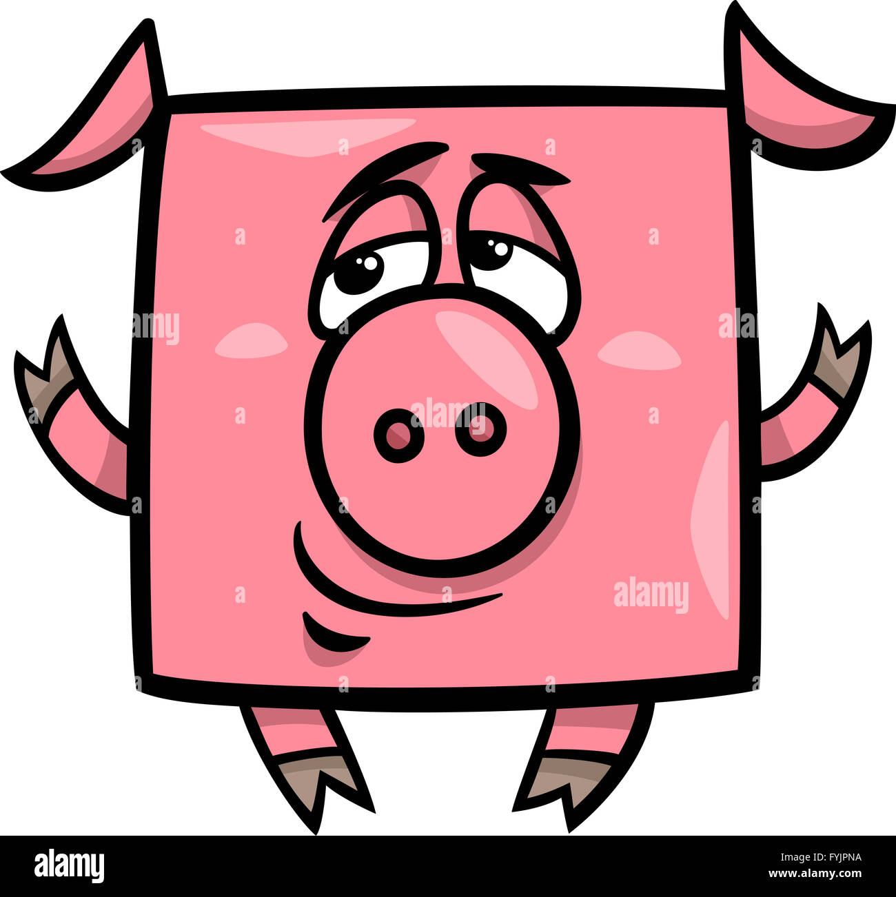Ilustración de dibujos animados de cerdo cuadrado Fotografía de stock -  Alamy