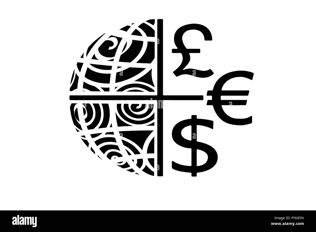 Euro, dólar, libra moneda Foto de stock