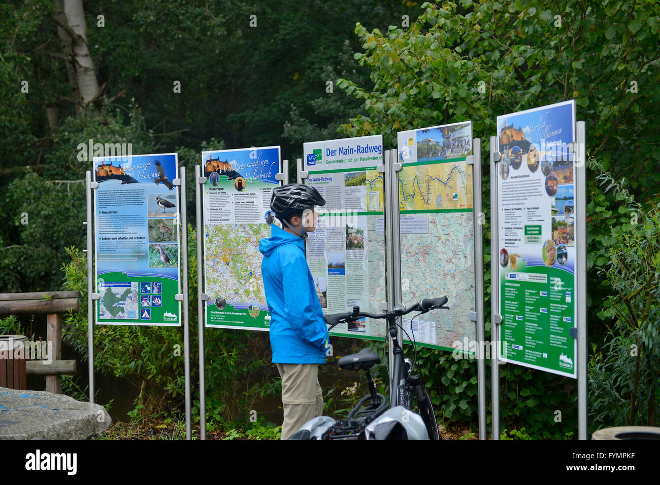 Infotafeln, Main-Radweg, Bayern, Deutschland Foto de stock