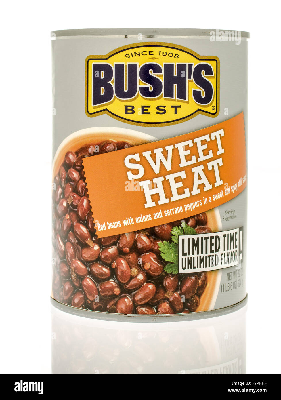 Winneconne, WI - 19 Nov 2015: Dulce de Bush puede calentar frijoles lectura hecha por un tiempo limitado. Foto de stock