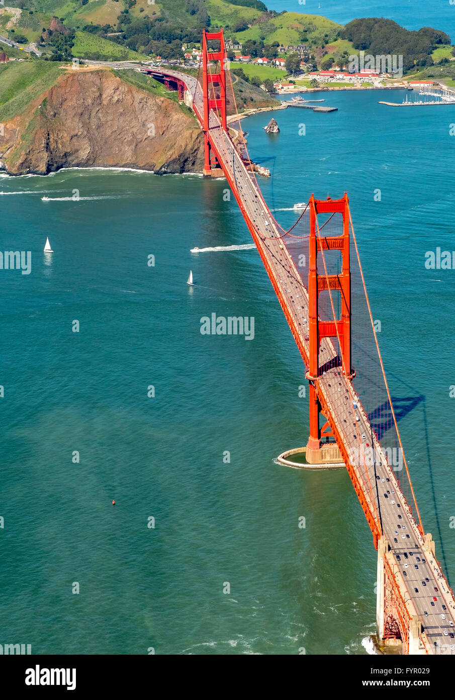 Vista aérea, el Puente Golden Gate, San Francisco, San Francisco Bay Area, California, EE.UU. Foto de stock