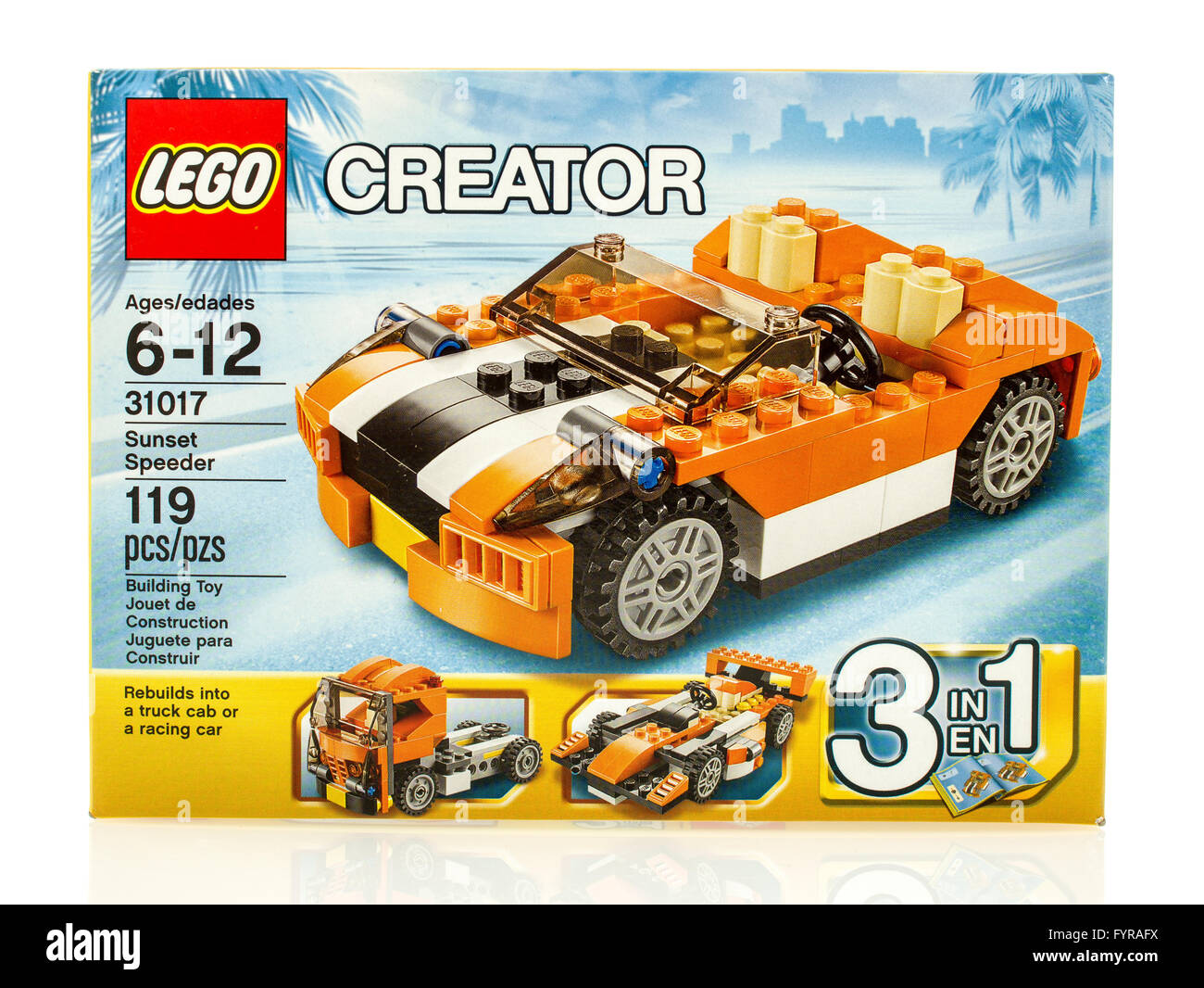 Winneconne, WI - 18 Dic 2015: Caja de Lego Sunset speeder de la colección  del creador de Lego Fotografía de stock - Alamy