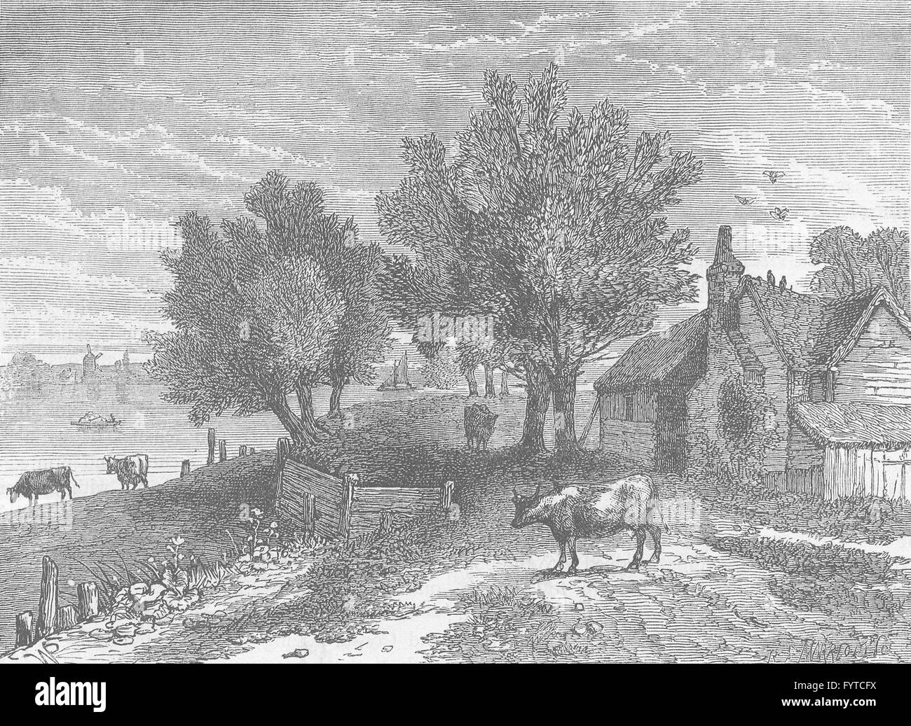 WESTMINSTER: Millbank, alrededor de 1800. Londres, grabado antiguo c1880 Foto de stock
