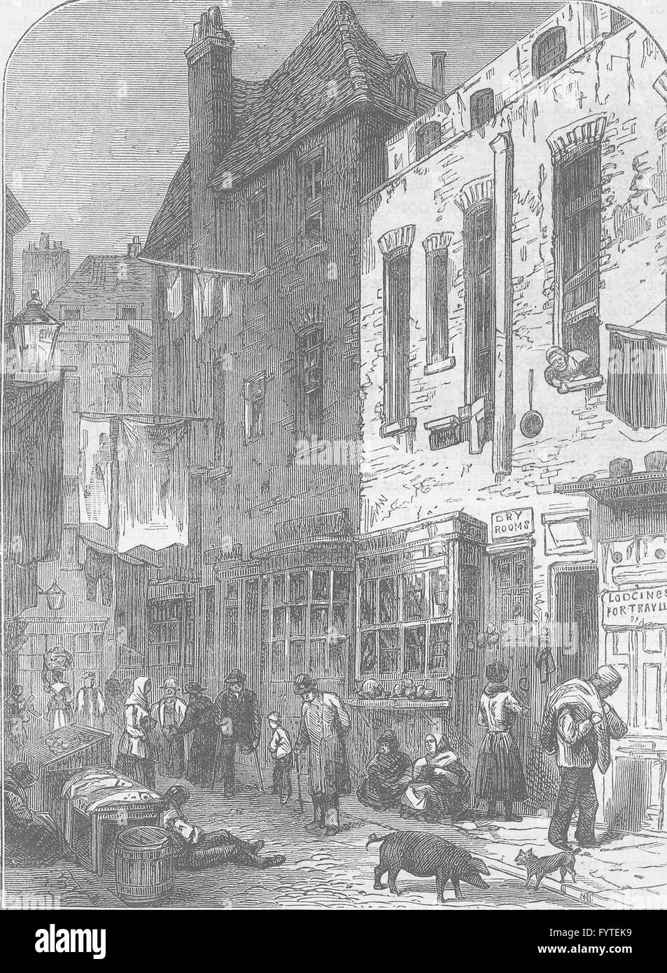 BLOOMSBURY: "El criadero", St.Giles, 1850). Londres, grabado antiguo c1880 Foto de stock