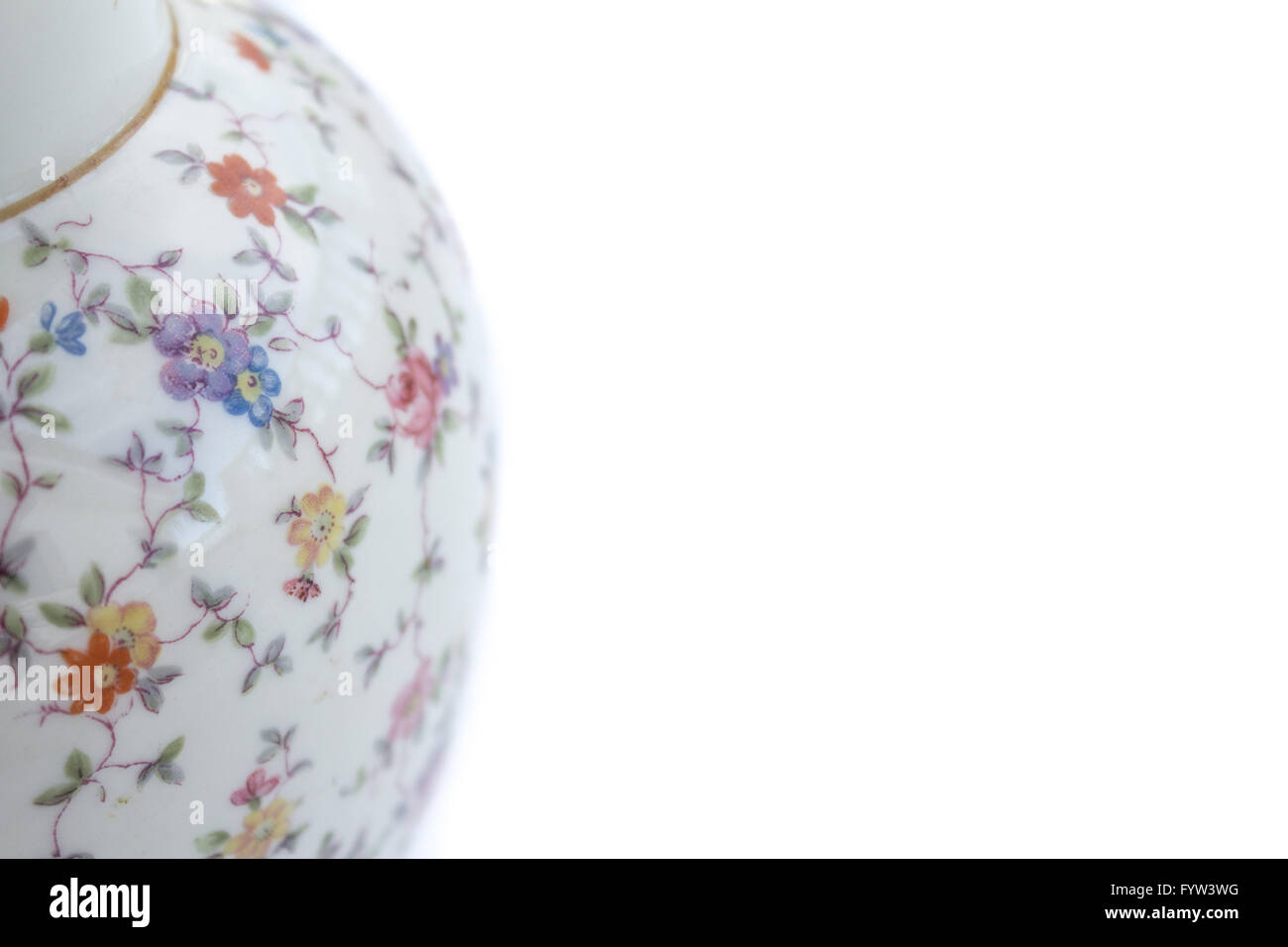 Detalle jarrón de porcelana con diseño de flor, Foto de stock