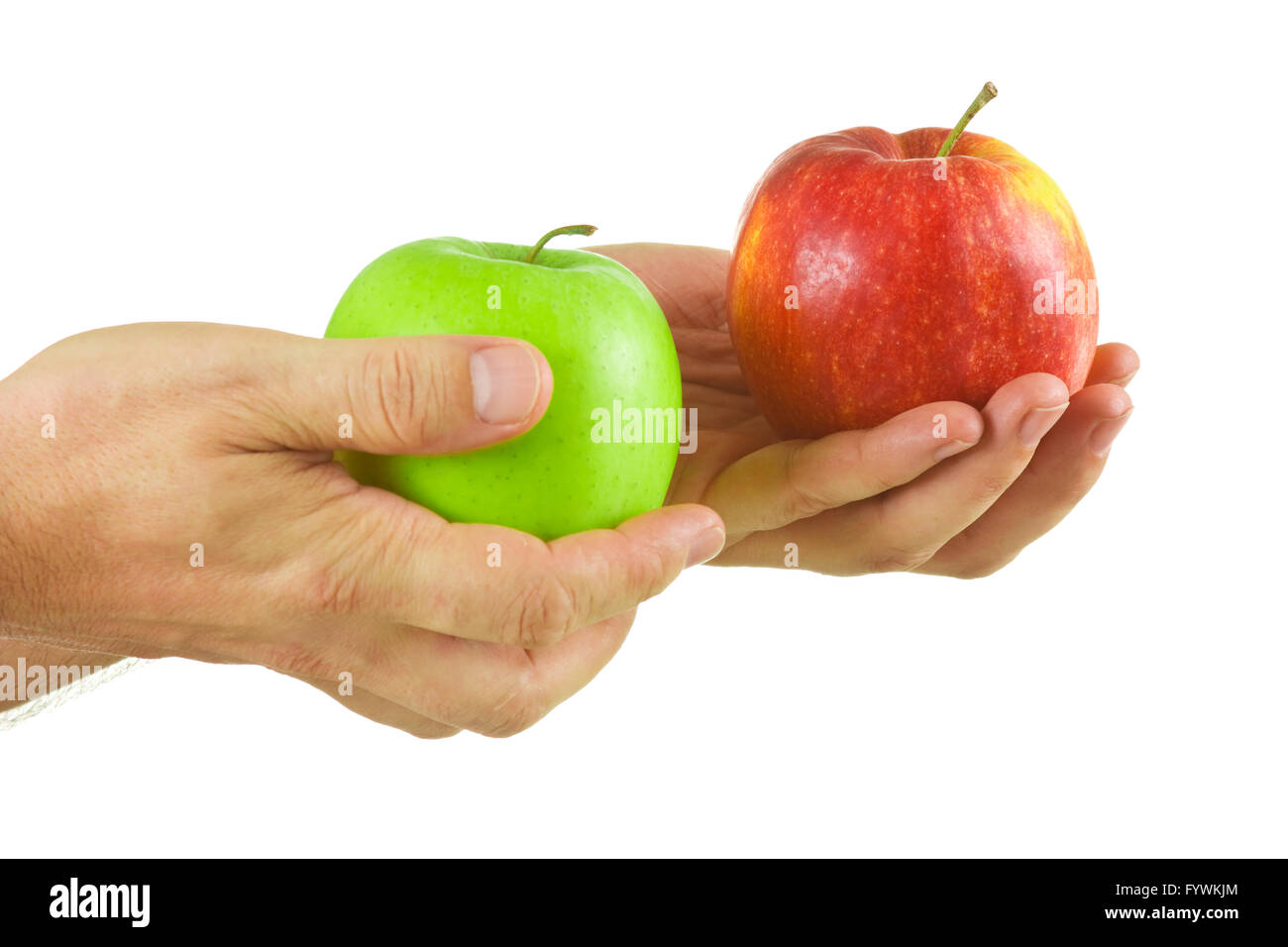 Dos manzanas en las manos Foto de stock