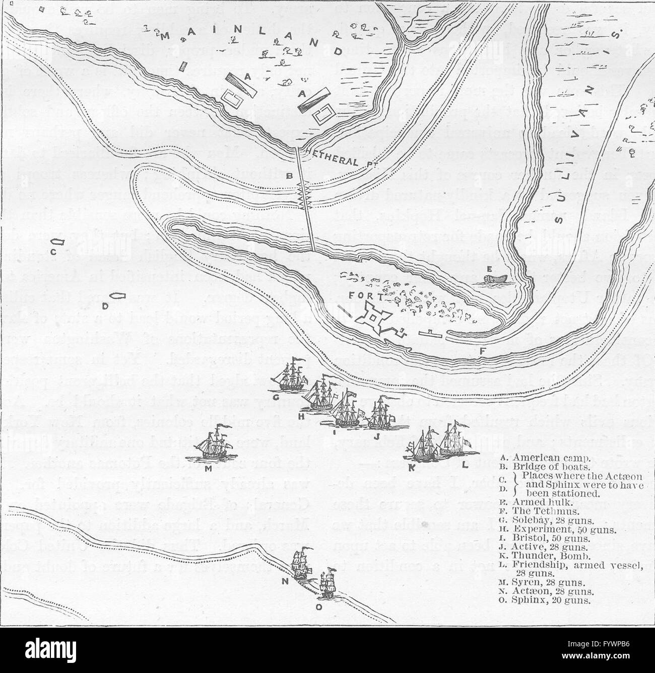 CAROLINA DEL SUR: Sullivan's Island plan de ataque, c1880 mapa antiguo Foto de stock