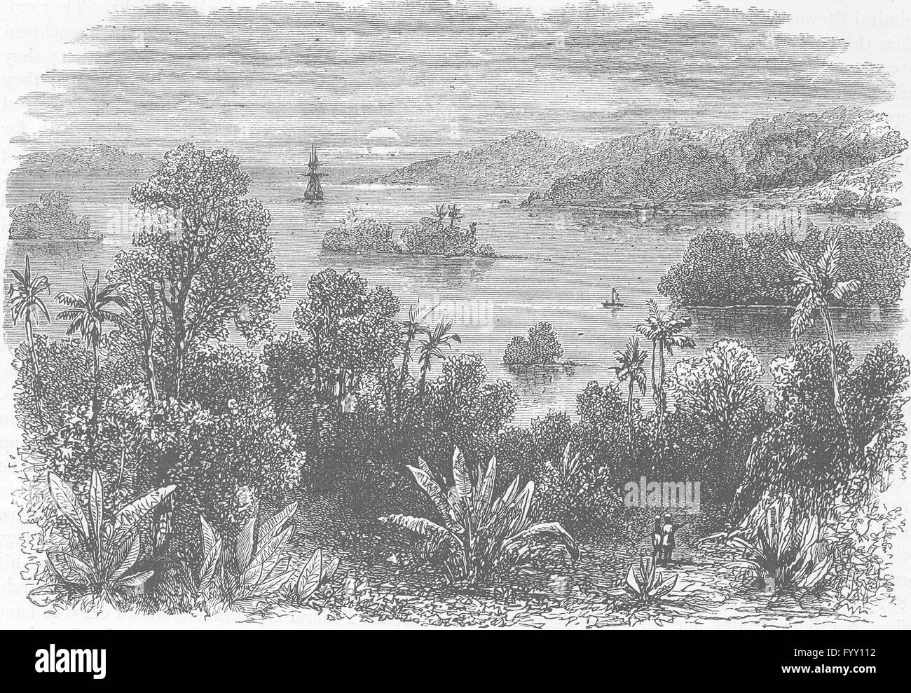 HONDURAS: Las Islas de la Bahía, Honduras, grabado antiguo c1880 Foto de stock