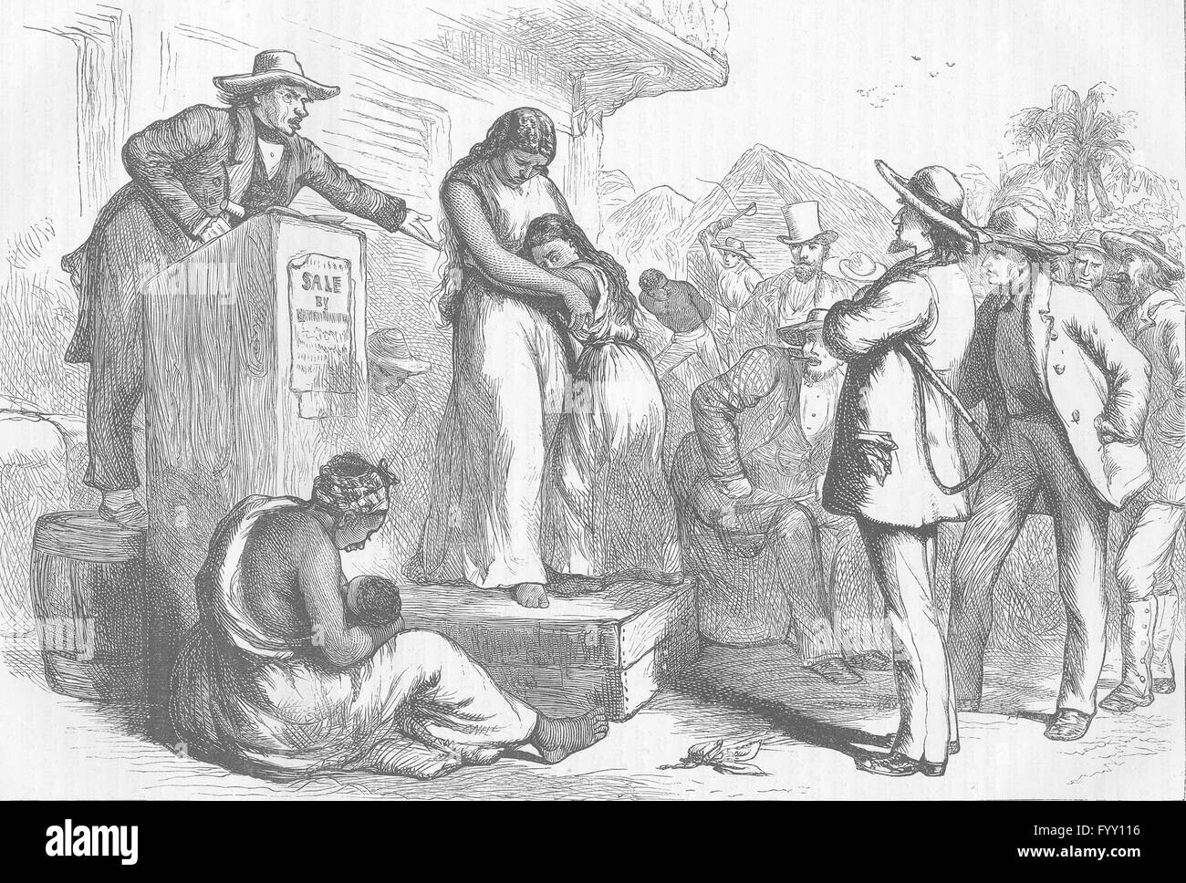 Estados Unidos: una subasta de esclavos, grabado antiguo c1880 Foto de stock