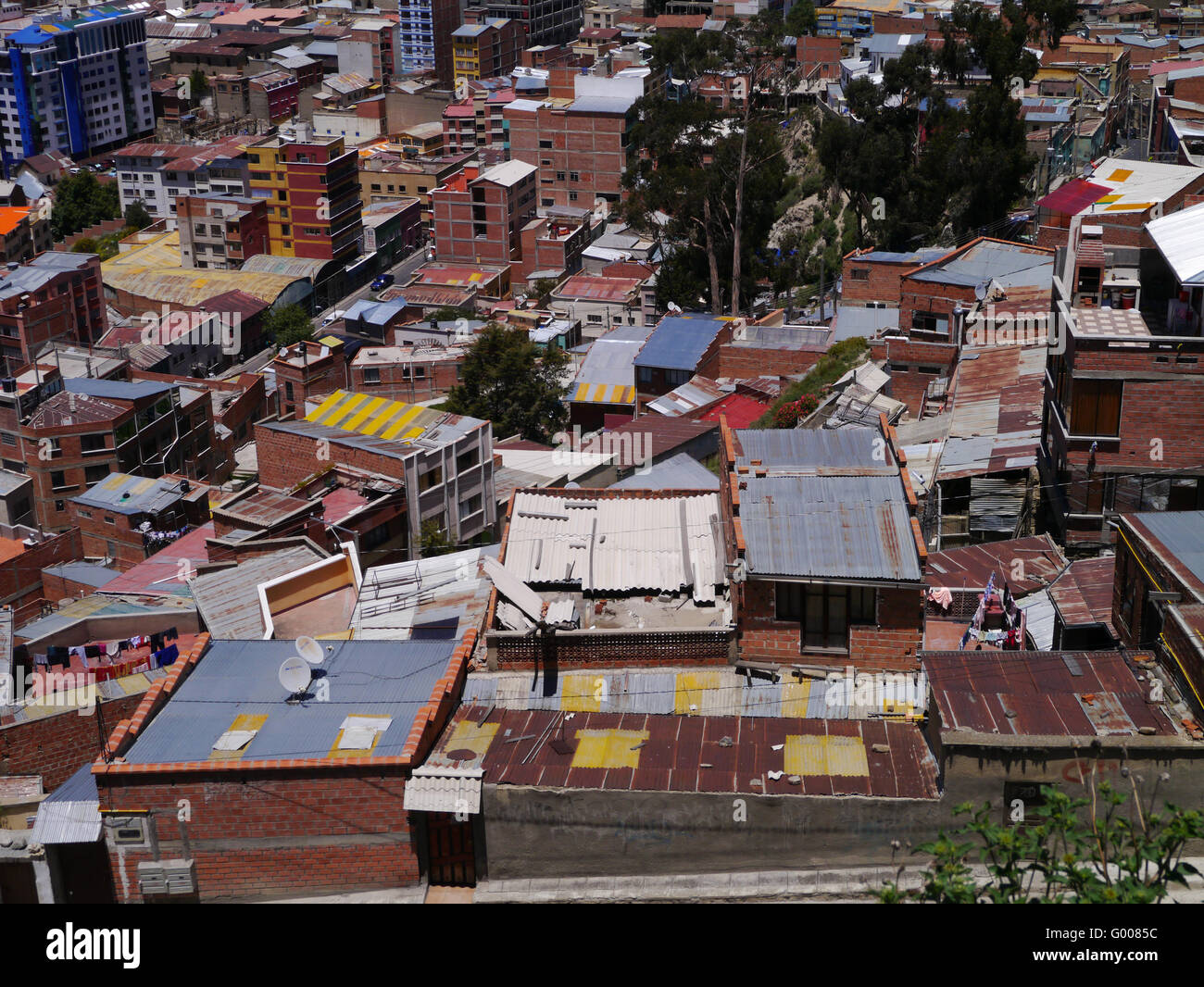 Vista de casas en La Paz Bolivia Foto de stock