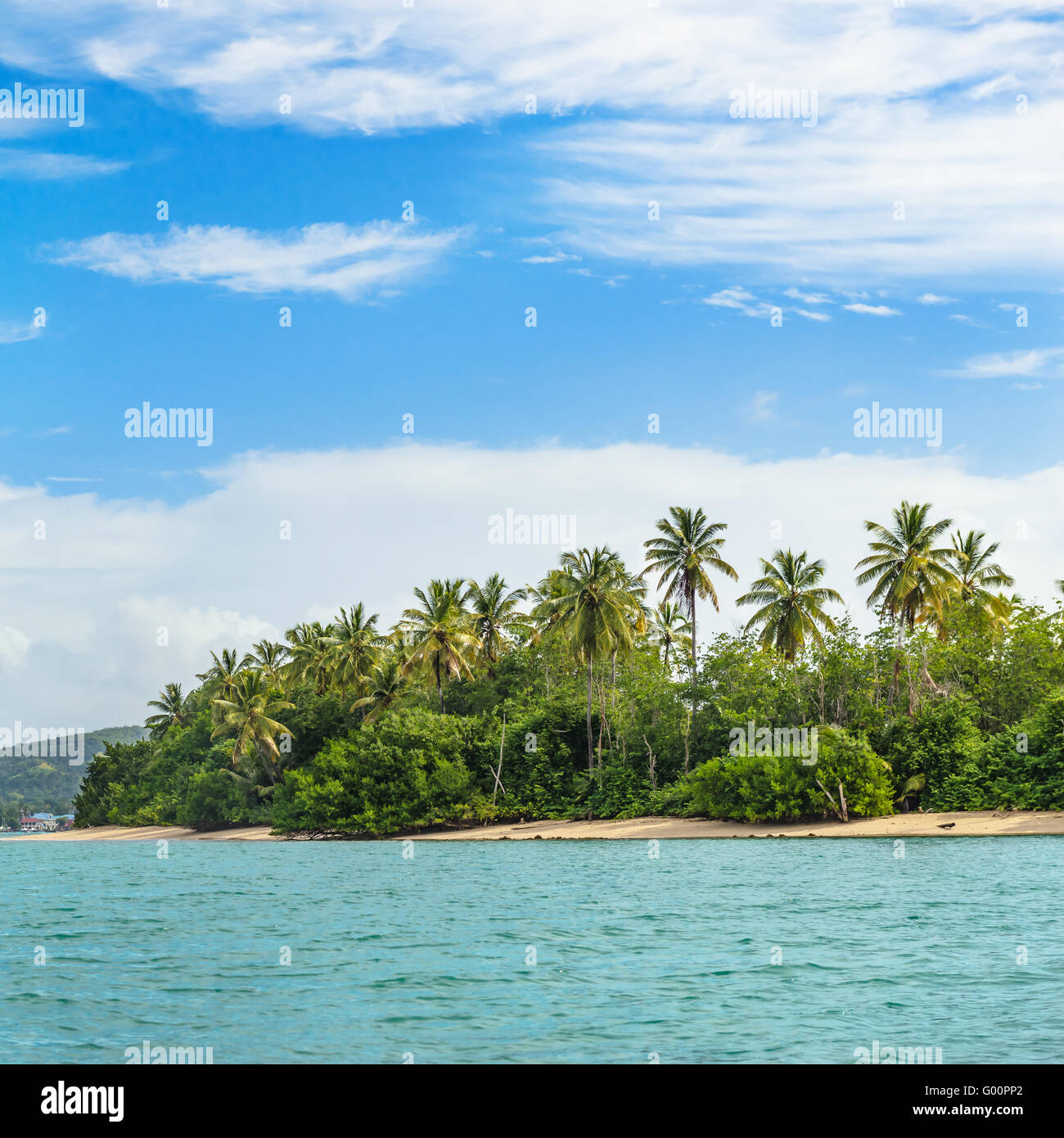 Cerrar vista de No Mans Land en Tobago, West Indies isla tropical square Foto de stock