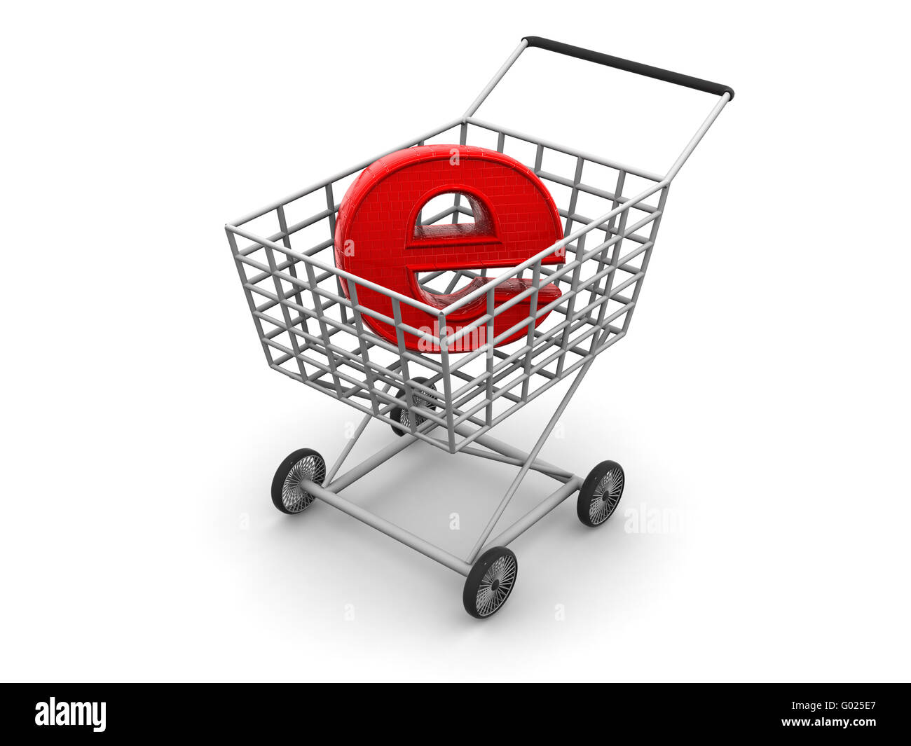 Cesta de la compra y el símbolo de la Internet. 3d Foto de stock