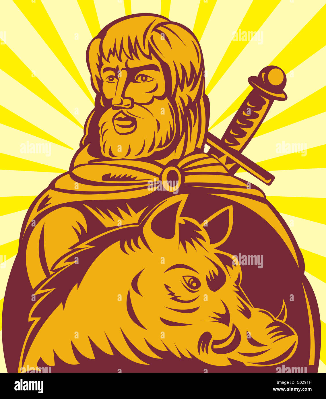 Norse Frey el dios de la agricultura con la espada y el jabalí Fotografía  de stock - Alamy