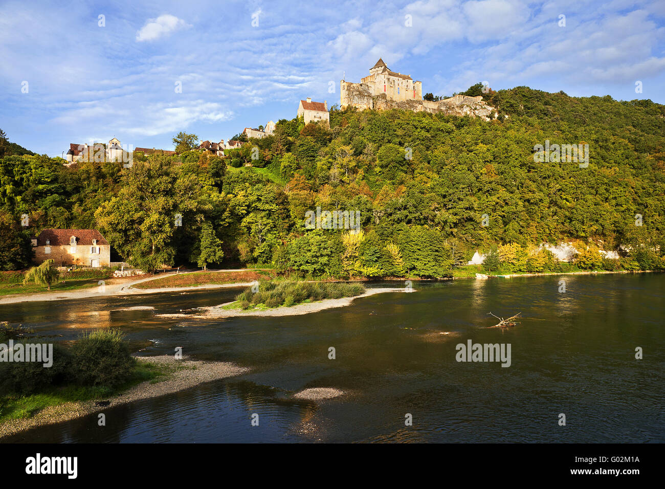 Castillo Castelnaud sobre la Dordogne, Aquitania, Francia Foto de stock