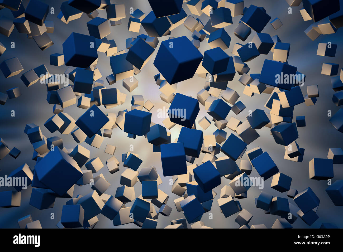 Un explotion de cubos abstractos fondo cgi Foto de stock