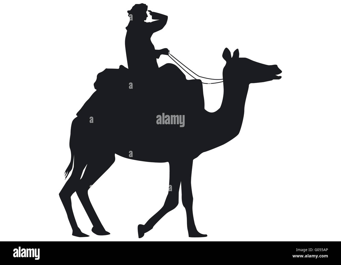 Los jinetes de camellos, los beduinos Foto de stock