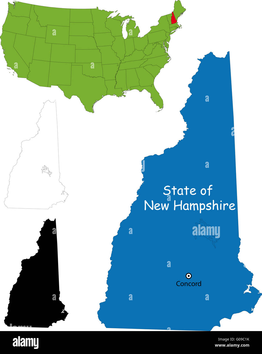 Mapa de Nueva Hampshire Foto de stock