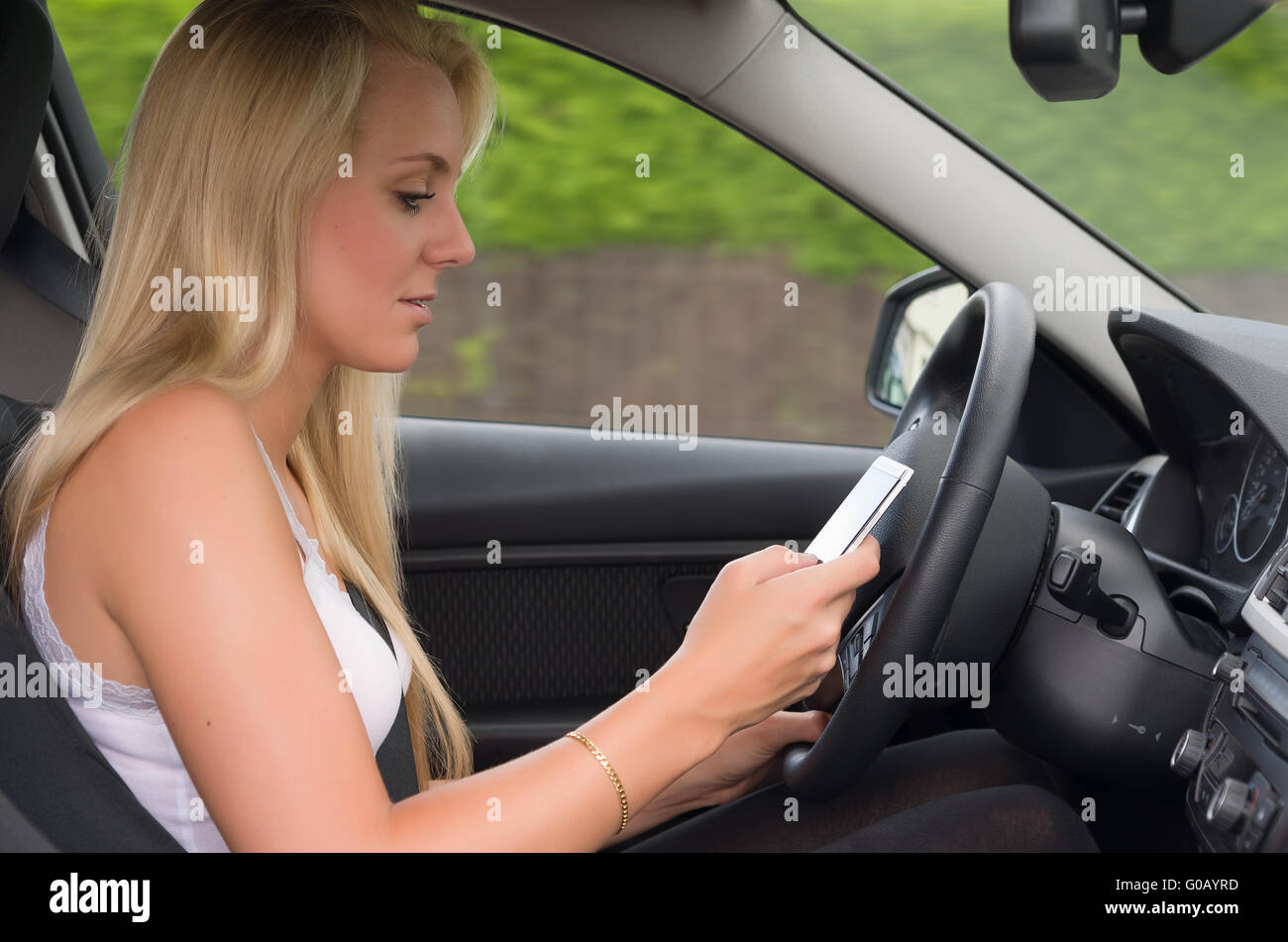 Conducción y Texting Foto de stock