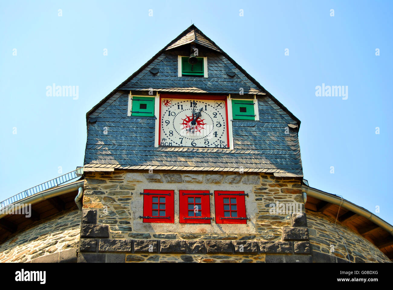 Casa Torre de reloj Solingen Burg Foto de stock