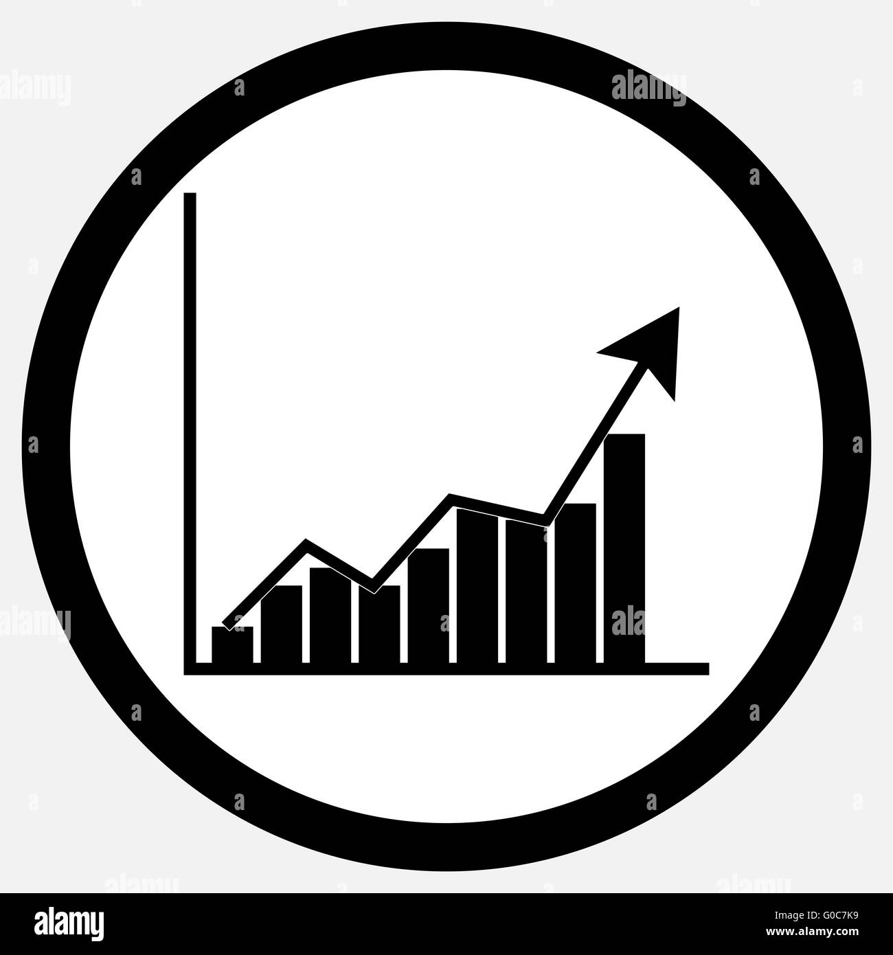 Icono gráfico de crecimiento del blanco y negro. Concepto de crecimiento y el crecimiento, y el crecimiento del negocio gráfico, gráficos y gráficas y estadísticas de crecimiento busin Foto de stock