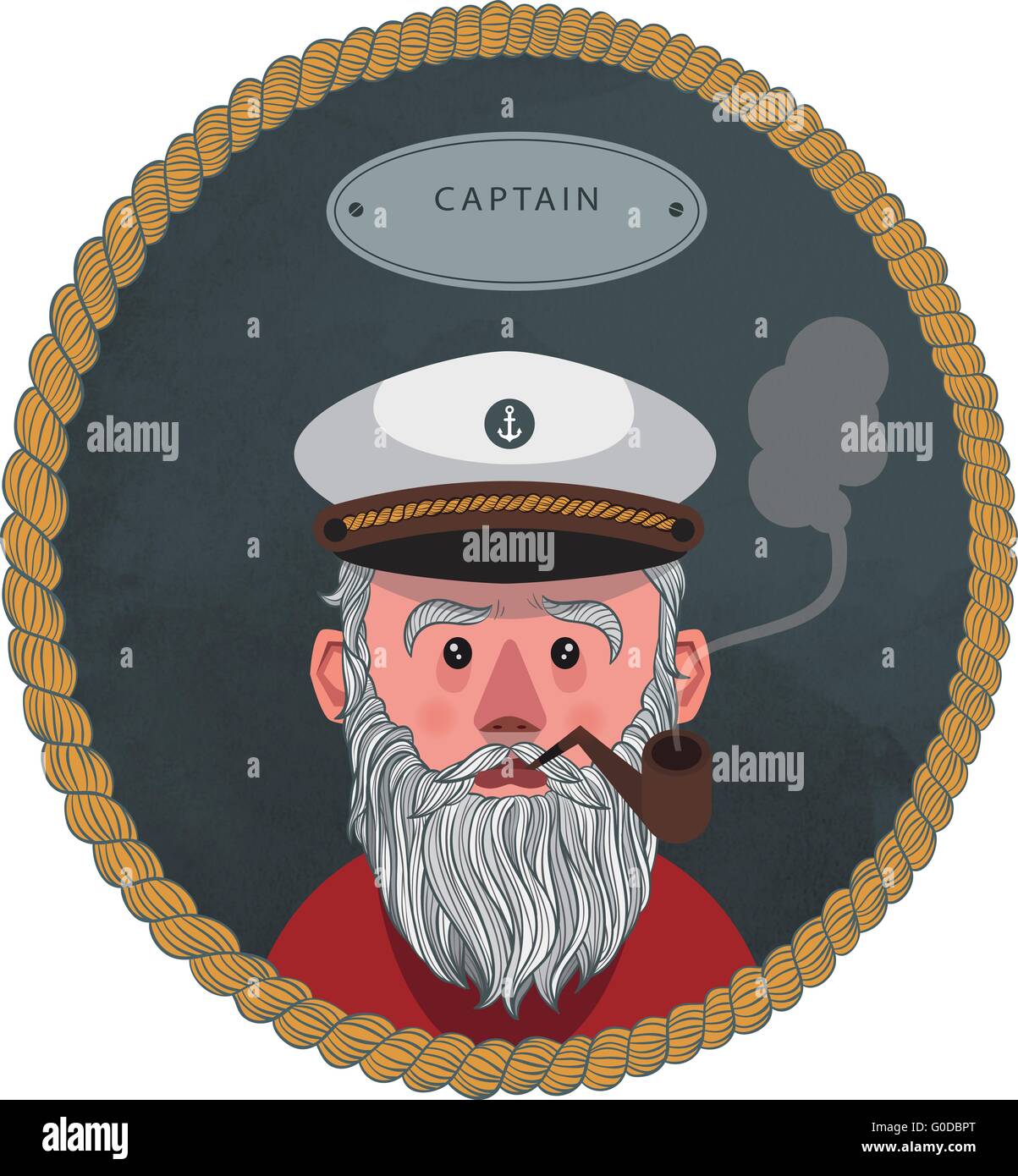 Capitán abuelo fumar en pipa Ilustración del Vector