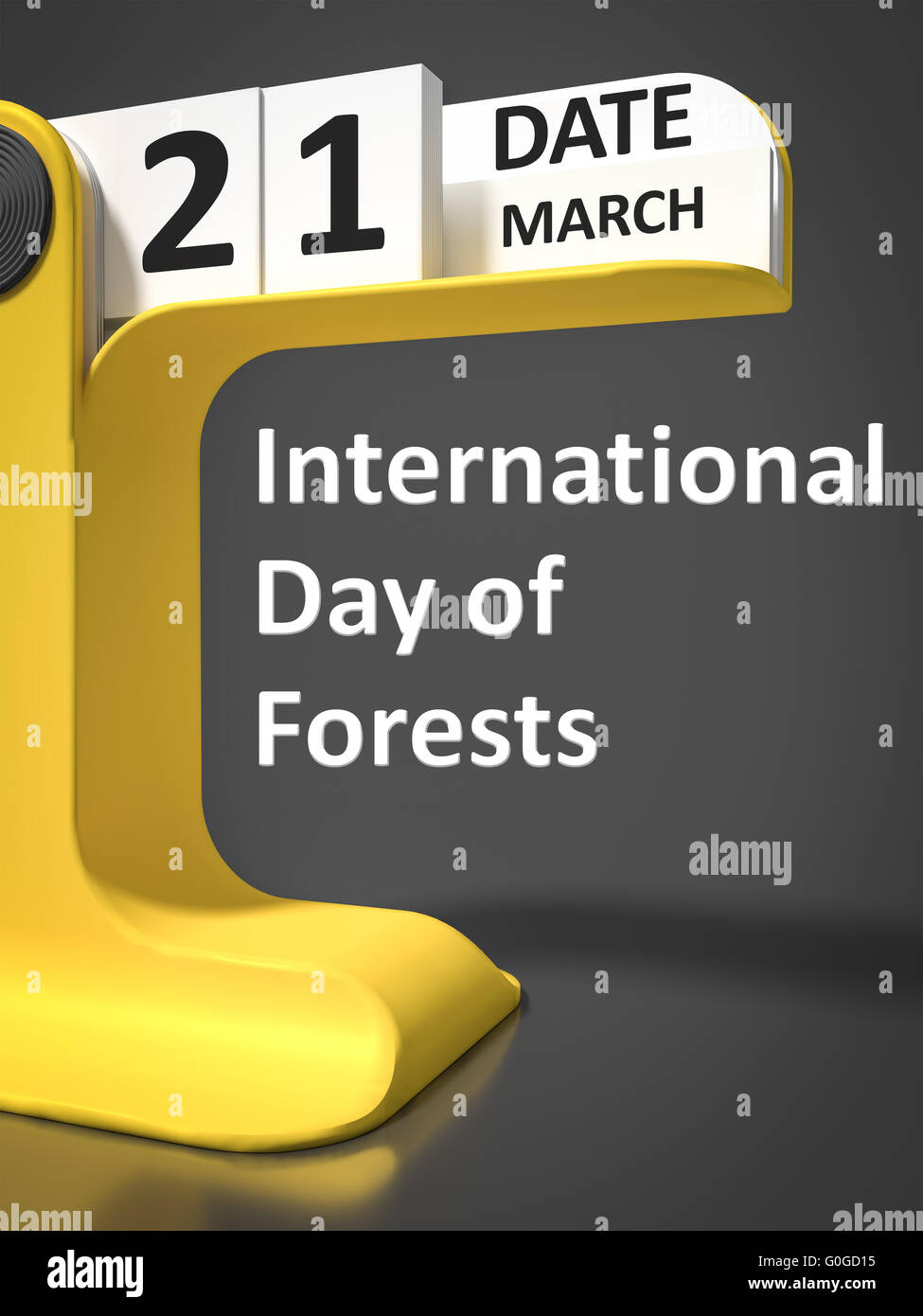 Vintage calendario Día Internacional de los bosques Foto de stock