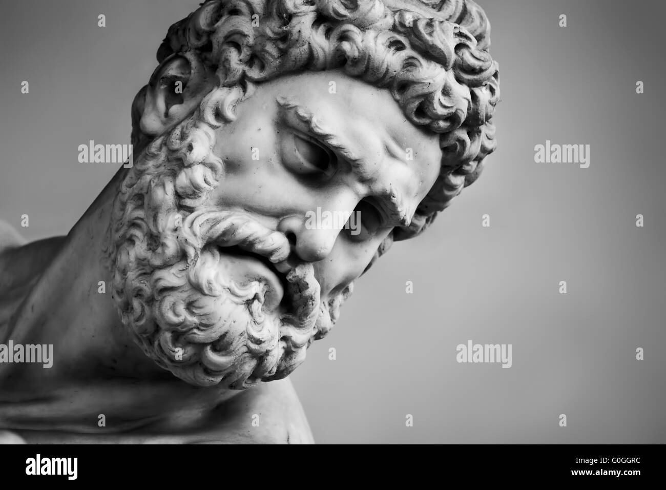 La escultura antigua de Hércules y Nessus. Florencia, Italia. Cabeza de cerca Foto de stock