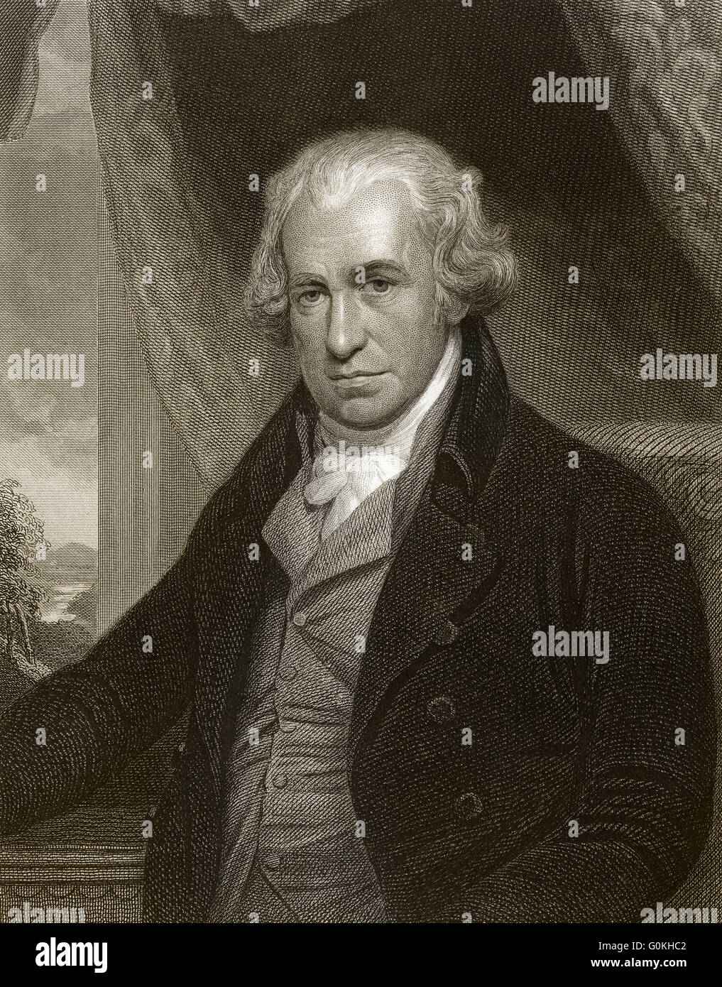 James Watt, 1736 - 1819, escocés inventor de la locomotora de vapor Foto de stock