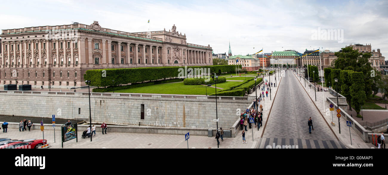 El Gamla Stan edificios históricos el centro de Estocolmo, Suecia. Foto de stock