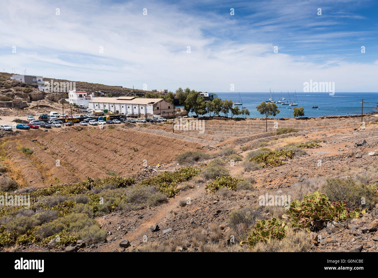 La apartada aldea portuaria de El Puertito de Adeje, Tenerife, Islas Canarias, España. Foto de stock