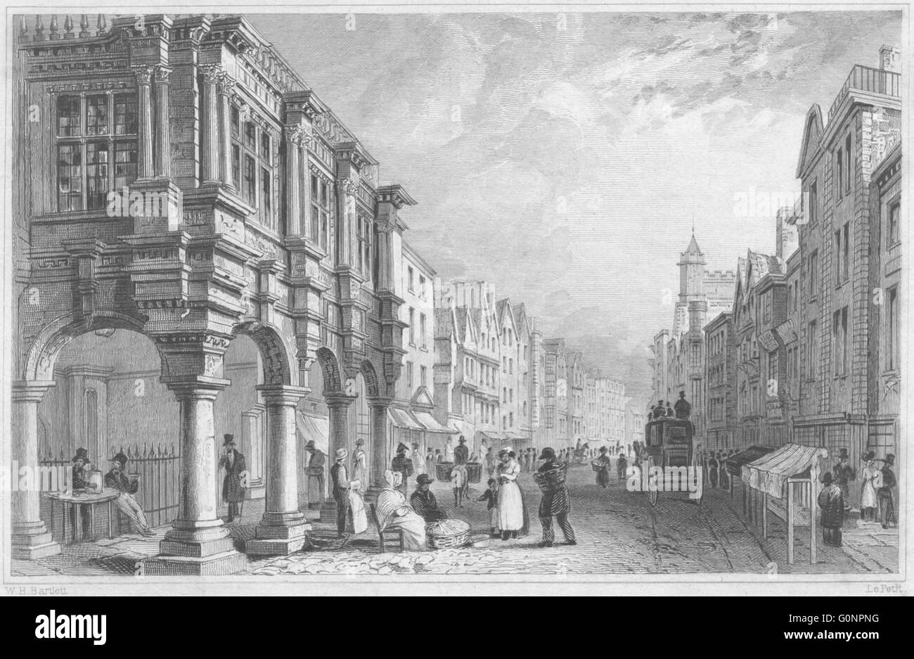 DEVON: Guildhall, Fore Street, Exeter, grabado antiguo 1829 Foto de stock