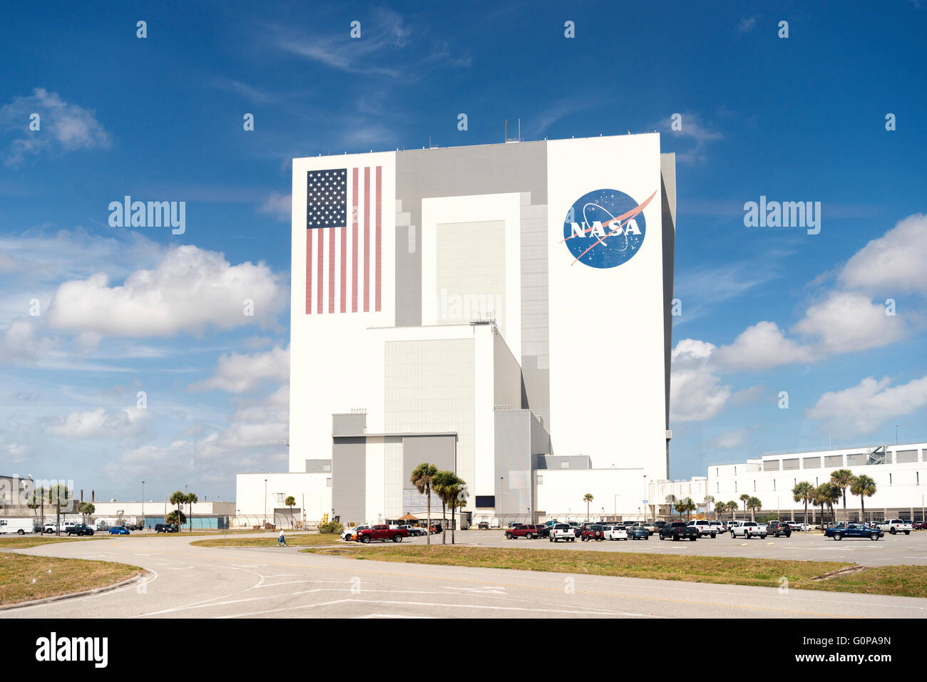 Edificio de ensamblaje de vehículos en el Centro Espacial Kennedy, Florida Foto de stock