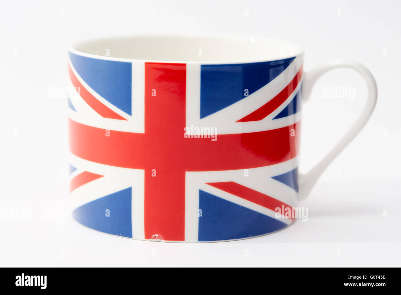 Taza taza bandera Union Jack británica Gran Bretaña Reino Unido Europa Europa occidental isla UE Inglaterra Inglés isle GB SC Foto de stock