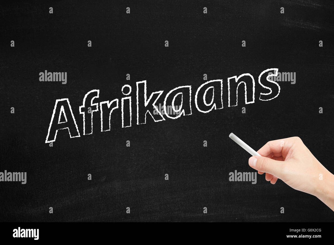 El idioma Afrikaans escrito en una pizarra Foto de stock