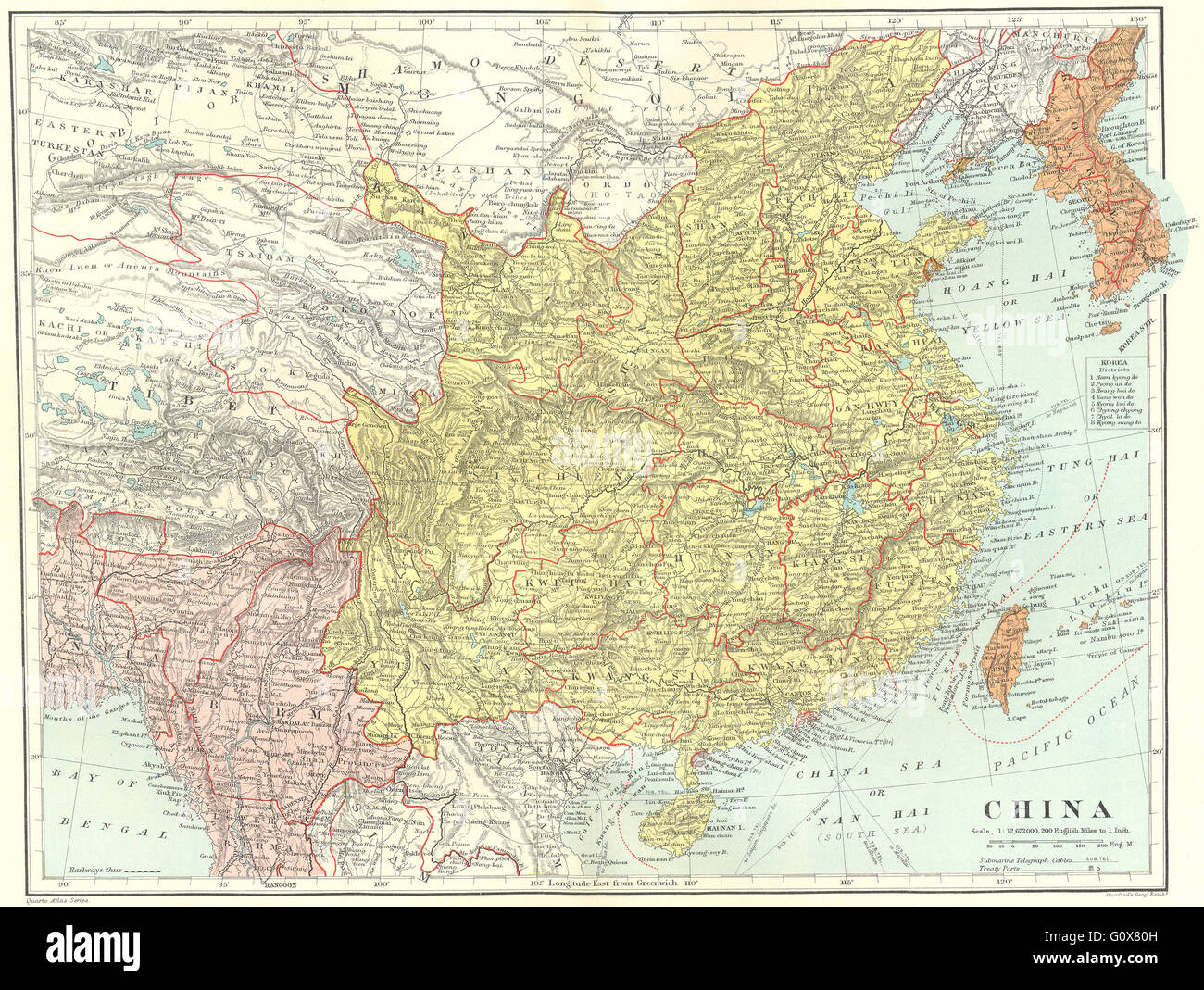 CHINA: mostrando tratado puertos y enclaves. Hong Kong Weihaiwei. STANFORD,  1906 mapa Fotografía de stock - Alamy